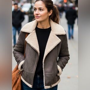 XOXO‎ Coat Womens Size M Brown Suede Y2K Vintage Boho Penny Lane Retro Shearling